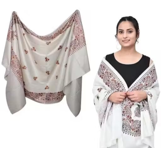 Women 's Kashmiri Embroidered Shawl, Multicolour Floral Pattern, Traditional Style, Women's Wrap-image-42