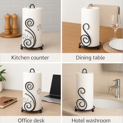 Image of Craft Expertise Tissue Paper Holder - Black Iron Toilet Paper Holder for Bathroom -Toilet Roll Holder & Organizer - Durable Toilet Tissue Rack (Length 4.5 x Width 4.5 x Height 9 Inches) (Napkin-SS)
