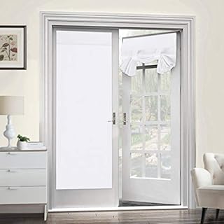 Turquoize Blackout French Door Curtains Tricia Window Door Curtains Thermal Insulated Door Curtain Panel 26W x 68L Privacy Door Shade Tricia Curtain for Door Window Curtains - 2 Panel, White