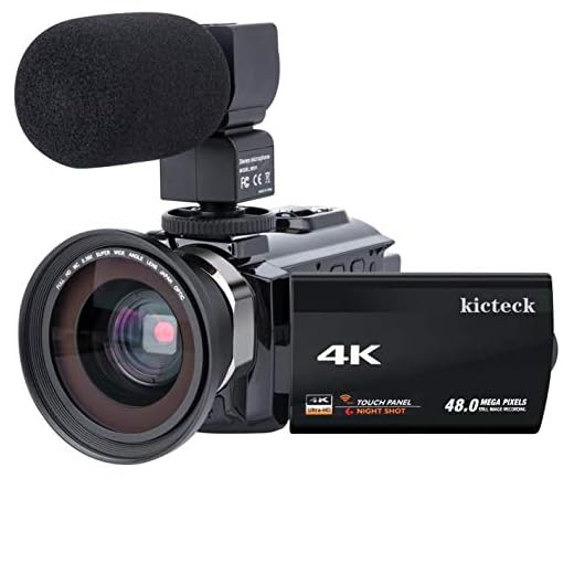 Video Camera Camcorder 4K kicteck Ultra HD Digital WiFi Camera 48.0MP 3.0 inch Touch Screen Night Vision 16X Digital Zoom Recorder with External Microphone and Wide Angle Lens,2 Batteries(4KMW)