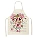 Delantal Patrón De Búho Delantal De Cocina Delantal De Algodón Sin Mangas para Niños Delantales para Cocinar Hornear BBQ Herramientas De Limpieza del Hogar 66X47Cm 47X38C