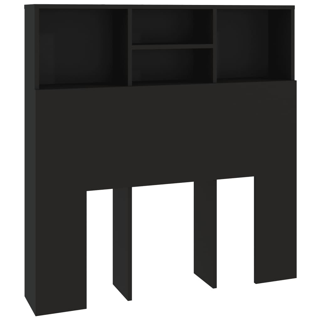 vidaXL Mueble Cabecero Armario de Cama con Almacenaje Pared Dormitorio Estantería Habitación Libros Decoraciones Negro 100x19x103,5 cm