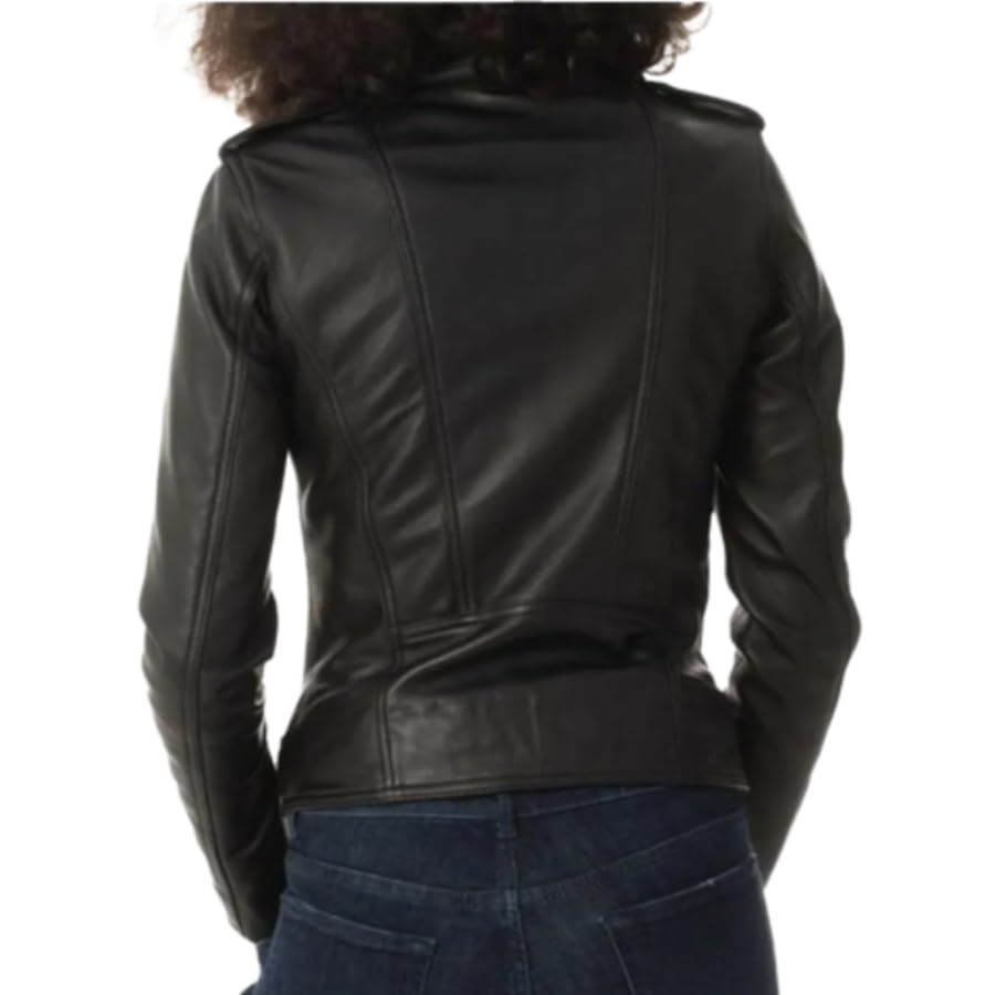 Women's Lambskin Soft Real Leather Jacket Motorcycle Black Slim Fit Biker Jacket2
