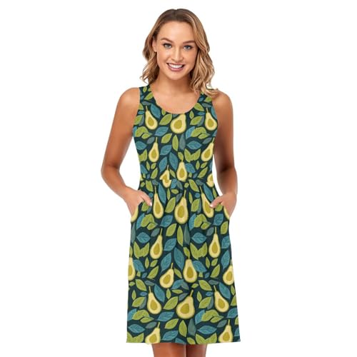 Image of ALAZA Women's Summer Dress Sun Dress Sleeveless with Pockets