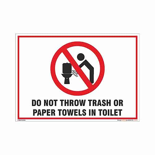 buysafetyposters.com - Do Not Throw Trash or Paper Towels in Toilet Sign In English - Vinyl Sun Board - (LandscapeA2, 24 inch X 18 inch, Multicolor) (B08PBCJB7L) Amazon Price History, Amazon Price Tracker
