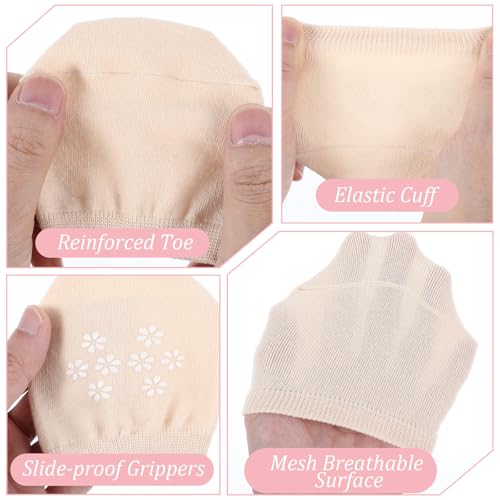 4Pairs No Show Liner Half Socks Women's Toe Socks for Mules Seamless Grip Non Slip Hiddens Toe Covers Toppers Liner3
