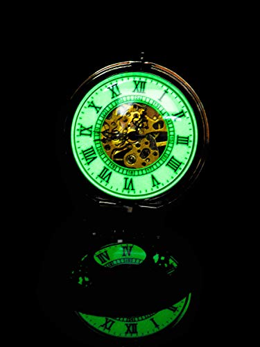 Steampunk Vintage Luminous Roman Letters Skeleton Mechanical Pocket Watch with Chain (Carved - Luminous) steampunk buy now online