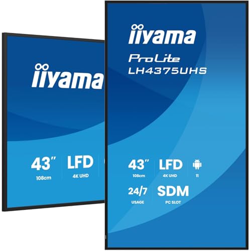 iiyama ProLite LH4375UHS-B2AG 43' 4K Digital Signage Display mit 24/7 Betriebszeit, Android OS, Signal FailOver-Funktion und einem Intel® SDM-Steckplatz