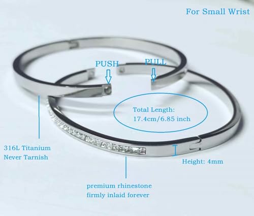 Sterling Silver Bracelet Bangle Stainless Steel Adorned with Diamonds for Womens4