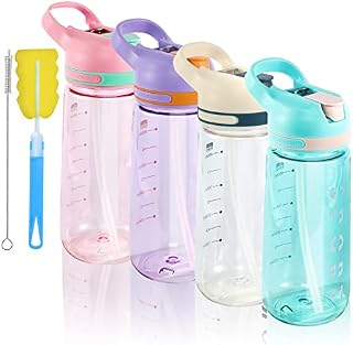 SUPPRUI Kids Water Bottles with Straw for School Leak Proof 550ML Toddler Water Bottle Flip Nozzle BPA-Free for Boys & Girls(Blue 1 Pack)