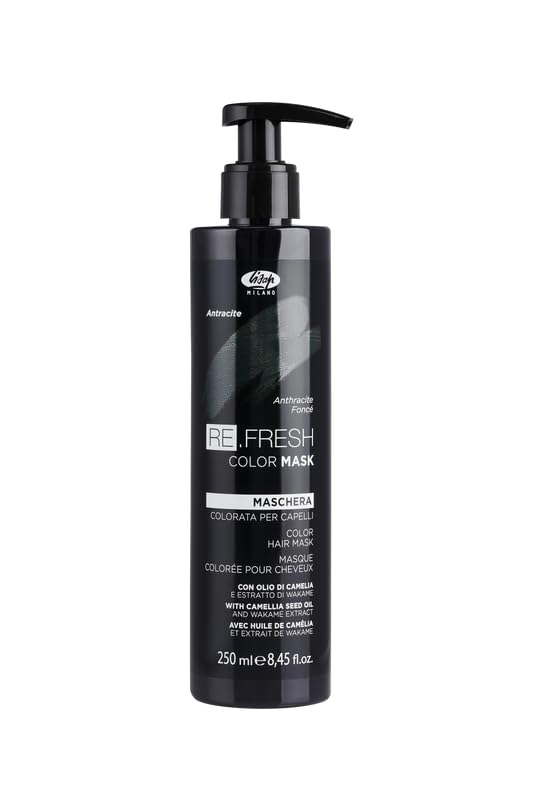 Lisap Color Depositing Hair Mask, Anthracite, 8.45 oz, Hair Gloss Toner Deep Conditioning Hair Mask, Dry Damaged or Color Treated Hair Repair, With Hydrating Camellia Oil, For Shine & Moisturization