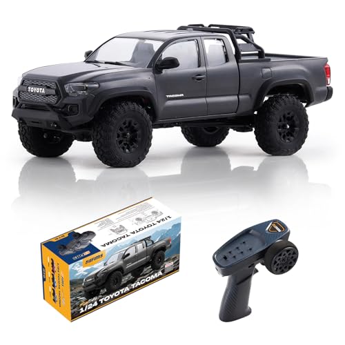 Image of FMS 1 /24 FCX24M Toyota Tacoma RC Crawler, Officially Licensed RC Truck 2 Speeds Switch with LED Lights, Off-Road RC Model for Adults (Grey)