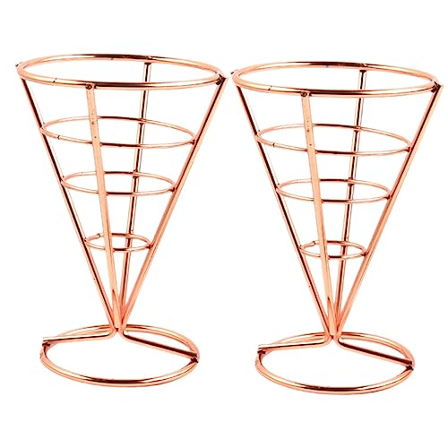 CATIEBYE 2pcs French Fries Cone Basket Holder Creative Snack Display Rack for Fried Chicken Appetizers and More for Restaurants Cafes and Parties