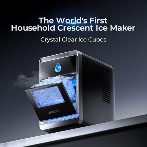 Image of EUHOMY LunaArc Crescent Ice Maker Countertop, 1600Pcs /Day, Ready in 12Mins, Auto Deep Cleaning, Timer, Portable Ice Maker Machine with Clear Ice Cubes for Whiskey /Coffee /Soft Drinks