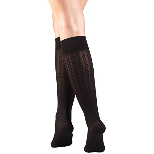 Image of Truform Compression Socks, 15-20 mmHg, Knit Women's Dress Socks, Knee High Over Calf Length