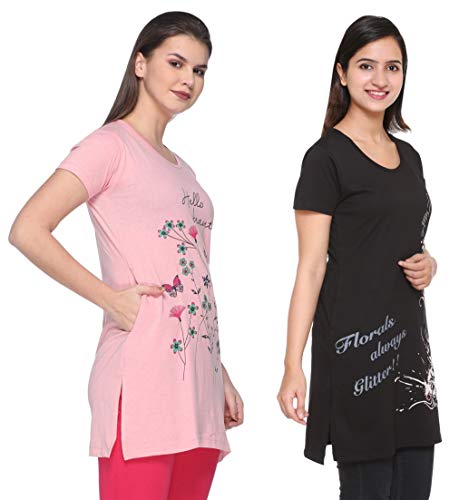 Image of In Love Women's Top (Pack of 2) (2CMTLPA770M1A8 XL Black & Pink X-Large)
