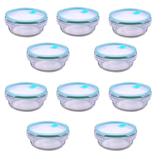10 Stück Steuber Cloc Frischhaltedose aus Glas, 950 ml, rund, Glas bis 400°C