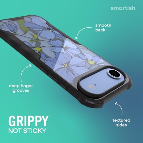 Image of Smartish iPhone Air MagSafe Case - Gripzilla Protective Magnetic Case for Men [Rugged + Tough] Military Grade Heavy Duty Grip Armor - Drop Tested for Apple iPhone Air - Blue Blossoms