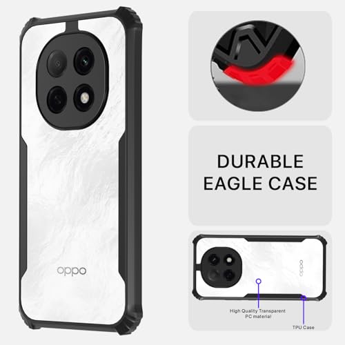 Image of Pikkme Back Cover for Oppo F29 Pro 5G | Ultra Hyrbid | Full Camera Protection | Raised Edge | Crystal Clear Transparent Bumper Case (Black)