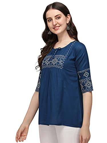 Image of Riva Enterprise Rayon Fabric with Embroidery Stitched Top