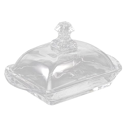 CIYODO Mantequera con Tapa de Vidrio Caja para Guardar Recipiente Reutilizable Organizador de Cocina para Refrigerador Plato para Queso y Postres