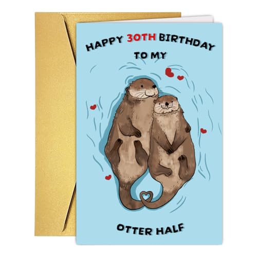 Qamza Romantic Otter Half 30 Years Old Birthday Card Gifts for Boyfriend Girlfriend...