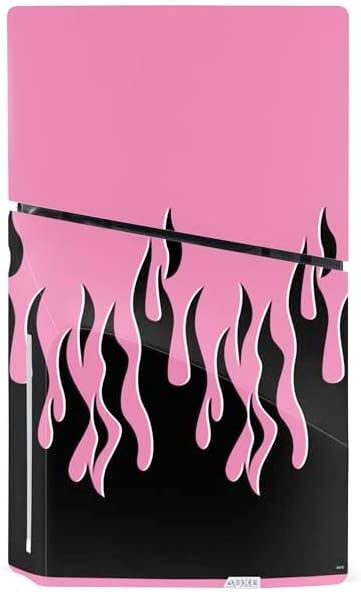 Skinit Decal Gaming Skin Compatible with PS5 Slim Disk Console - Pink Flames Design