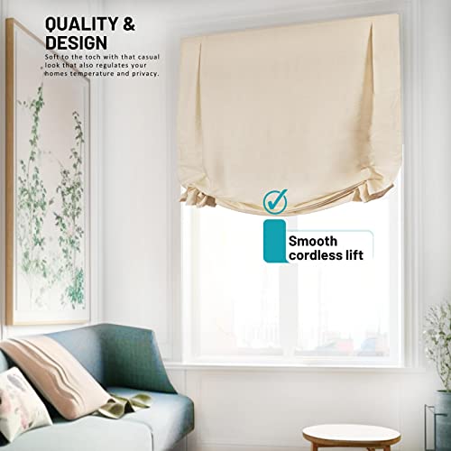 CHICOLOGY Roman Shades for Windows, Roman Window Shades, Roman Shades, Window Treatments, Window Shades for Home, Window Shade, Ivory (Tulip), 27" W X 64" H