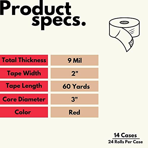 Image of PackagingSuppliesByMail PSBM Red Duct Tape, 336 Rolls, 9 Mil Thick, 2 Inch Wide, 60 Yards Per Roll, Heavy Duty, Waterproof, All-Weather, Perfect for Repairs, Patching, Bundling & Sealing