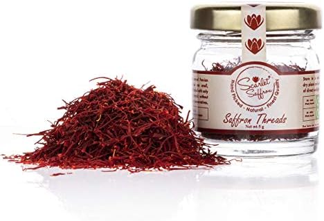 Scarlet Saffron Natural Red Saffron Threads (5 Grams/0.18 oz), Authentic Cooking Ingredient with Rich Color & Aroma, For Soups, Curry, Paella, Risotto & Beverages