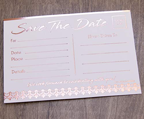 Rose Gold Cards Save The Date, 20 pack, 4x6 inches, Or Response Cards, RSVP Reply for Wedding, Postcard for Party Invitations R Save 4 - Thumbnail 3