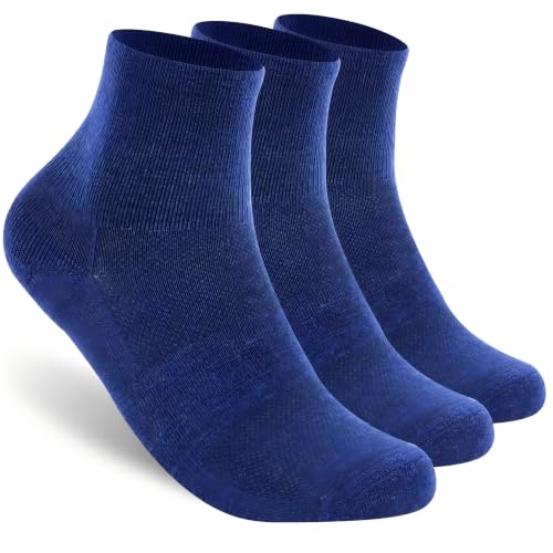 Image of Merino Wool Ankle Socks, Men's Women's 90% Wool Athletic Thin Running Moisture Wicking Socks, 3 Pairs