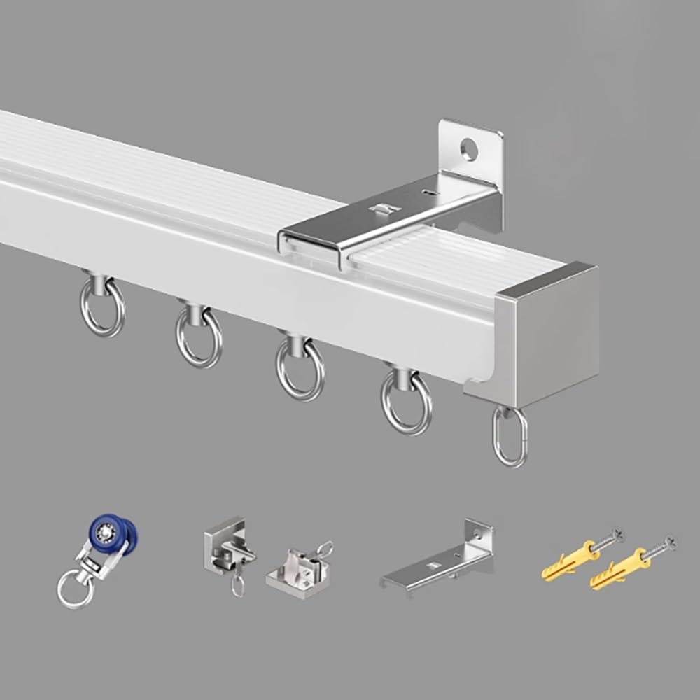 Tringle à rideaux coulissante robuste en aluminium blanc avec support renforcé