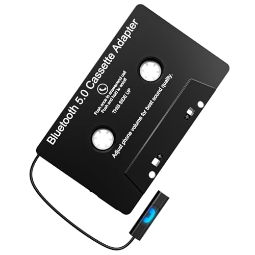 Mersoco Adaptateur de Cassette Audio de Voiture,Bluetooth 5.0 Audio Cassette Audio Adapter for Car, Smartphone, IPad