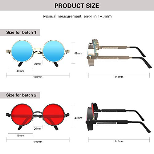 Image of PROUDDEMON Retro Gothic Steampunk Sunglasses for Women Men Round Lens Metal Frame