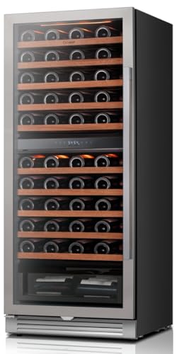 Image of Ca'Lefort 24 Inch Wine Fridge - 90 Bottle Wine Cooler Refrigerator | 55-Inch Tall Wine Cellar, Quiet Inverter Compressor, Precise 40-65F Temperature Control, Glide-Out Shelves & Storage Drawer