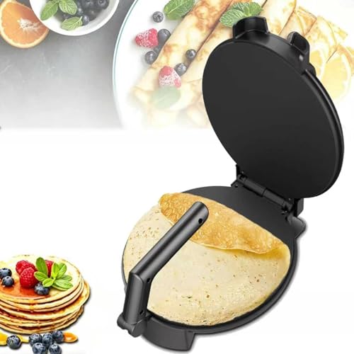 HWYYLXS Crepera EléCtrica, Prensa para Tortillas Antiadherente De 10 Pulgadas, MáQuina DoméStica De 1400 W para Chapatis con Calentamiento RáPido Y Temperatura Ajustable; Mango Antiquemaduras