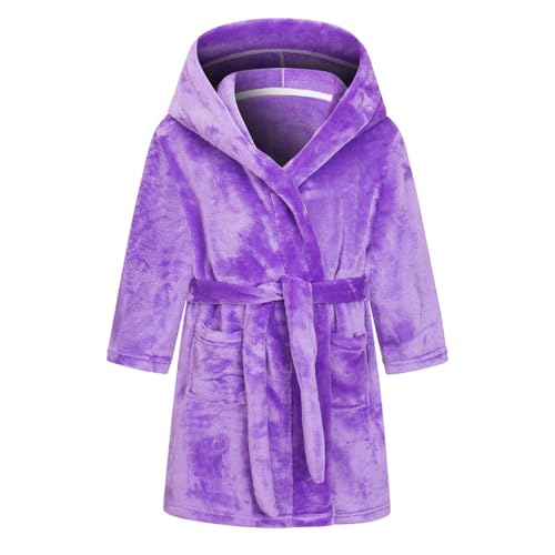 Image of Kids Bathrobe Hooded Plush Fleece Robe for Girls Boys