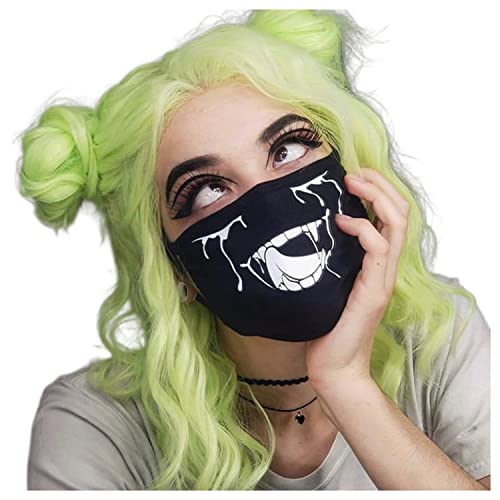 Skateboard Frog Women Goth Printed Masks Reusable Cloth Cosplay Face Mask Balaclava (Black,One size)