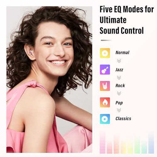 Image of VEKJ Sleep Earbuds Bluetooth 5.4 in Ear Smart Touch Screen Ear Buds, 48H Playtime Sleep Headphones Small Design for Side Sleepers, 5 EQ Modes, Crystal-Clear Calls, IPX7 Waterproof Earphones Rose Gold