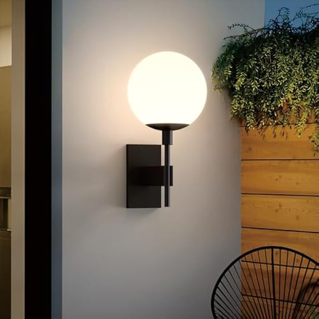 Hyunbae Outdoor Wall Sconce, 18.9 Large Size Wall Light, Exterior Light Fixtures Wall Mount for House, Globe Glass Front Porch Lights, Waterproof Outside Lighting Sconce Lamp with E26 Base