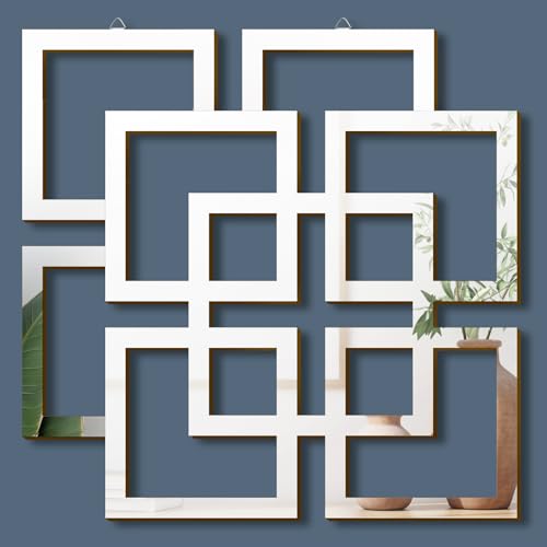 Weysat Wall Mount Home Mirror 2 Pieces Silver Square Decorative Mirror for Bedroom Living Room Bathroom 11.8 x 11.8 inches