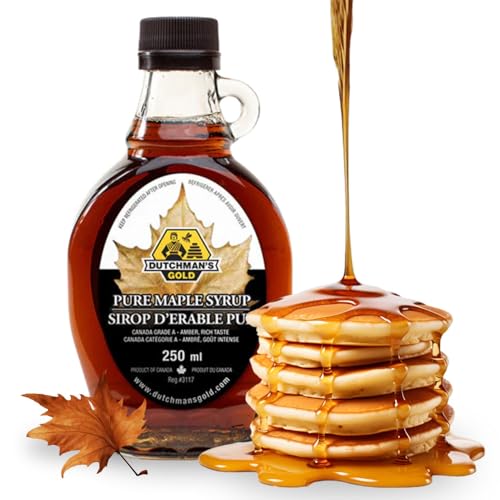 Dutchmans Gold 100% Organic Pure Canadian Maple Syrup 250ml Natural Sweetener Keto & Vegan Friendly Perfect for Pancakes Waffles Oatmeal Coffee & Cooking