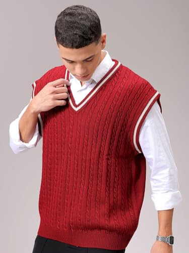 Image of The Indian Garage Co Men Oversized Sleeveless Textured Sweater