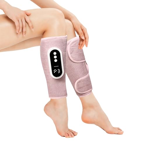 Deal: hlpsionlp Air Compression Leg Massager, Cordless Leg Compression Massager for Circulation with 3 Modes and Heat, Easy to use, Muscle Relaxation (Pair) (Pink)
