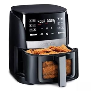 Gourmias 6-Qt Digital Window Air Fryer, 12 Presets, Guided Cooking, Touch Control, Stainless Steel, Nonstick Basket, Oil-Free Frying, 1500W, Auto Shutoff, Dehydrator Function, Family Size, Gourmias 6 Qt Digital Window Air Fryer 12 Presets Guided Cooking Touch Control Stainless Steel Nonstick Basket Oil Free Frying 1500W Auto Shutoff Dehydrator Function Family Size