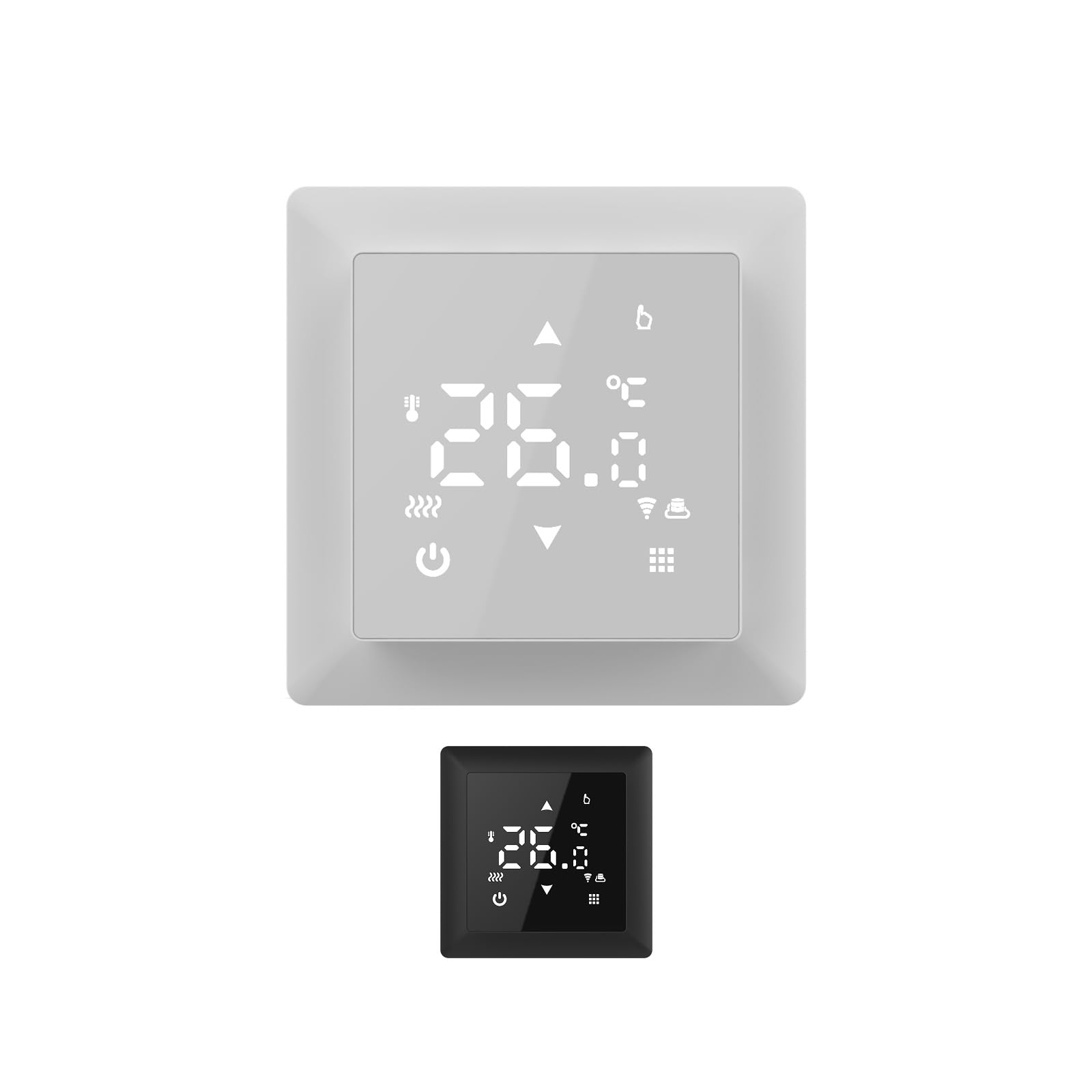 Elektrische Fußbodenheizung für Fliesen: Zweiader-Heizmatte WARMON CLASSIC 150 W/m² mit Thermostat TS 100 Serie Smart WiFi Touch, Thermostat:TS100 WiFi Weiß, Mattengröße:6 m²