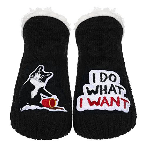 Image of ZYZX Cute Cat Slipper Socks for Women with Grips,Fuzzy Socks Indoor