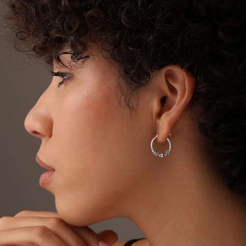 LeCalla 925 Sterling Silver Hoop Earrings | Earring Sets for Women | Set of 2 Pairs & 3 Pairs Balinese Hoops | Multiple Piercing Earring Sets for Women4