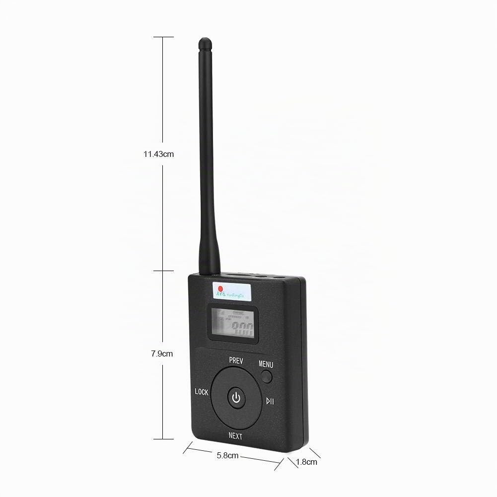 Zerone Transmisor FM portátil, transmisor FM inalámbrico Digital, Audio estéreo con transmisor de Antena de Gran Alcance para Sala de conferencias/Campus/guía de Viaje